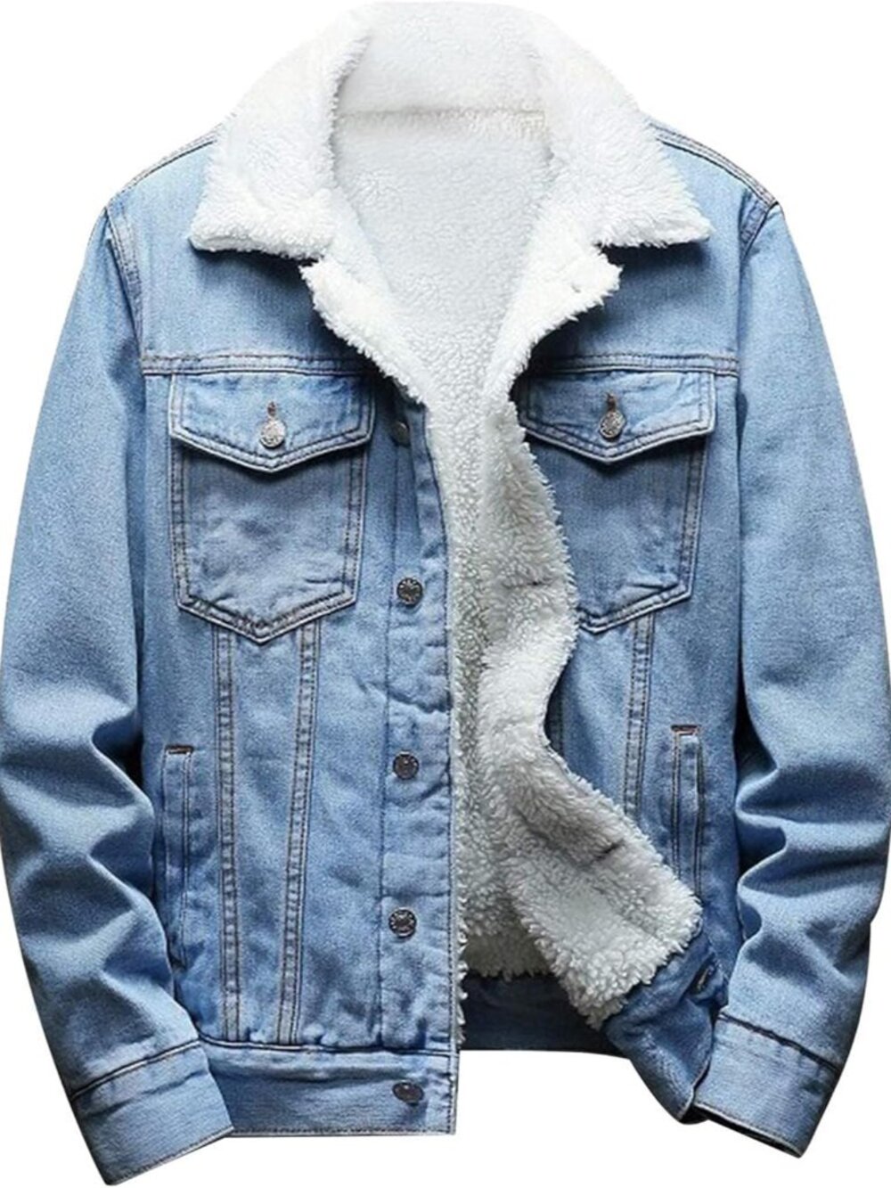 Men's Sherpa Fleece Lined Denim Jacket Warm Winter Trucker Jacket Cowboy Jean Ja